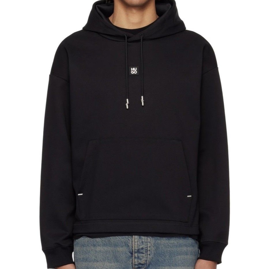 Hugo Hugo Boss Black Relaxed Fit Stacked-Logo Hoodie Size: Small Nwt